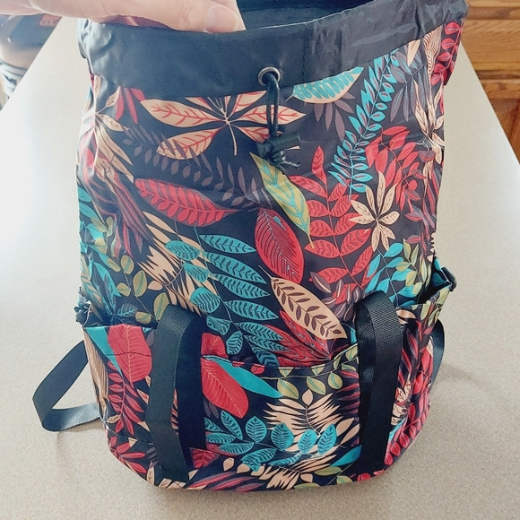 Tropical Leaves Drawstring Backpack Colorful Day Bag - Picture 5 of 13